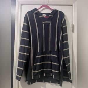 Faherty Blue and Cream Striped Women's Hoodie